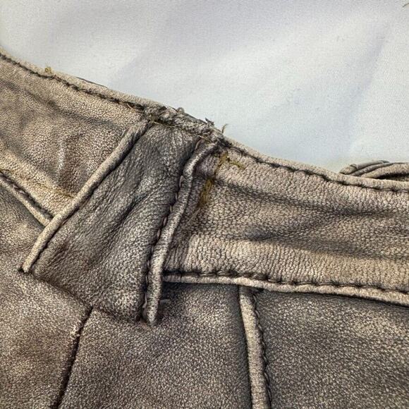 Doma Lamb Leather Mini Shorts 28" S Grey Brown Washed Vintage Finish $500 - Picture 14 of 16